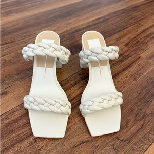 Dolce Vita Cream Heeled Braided Shoes